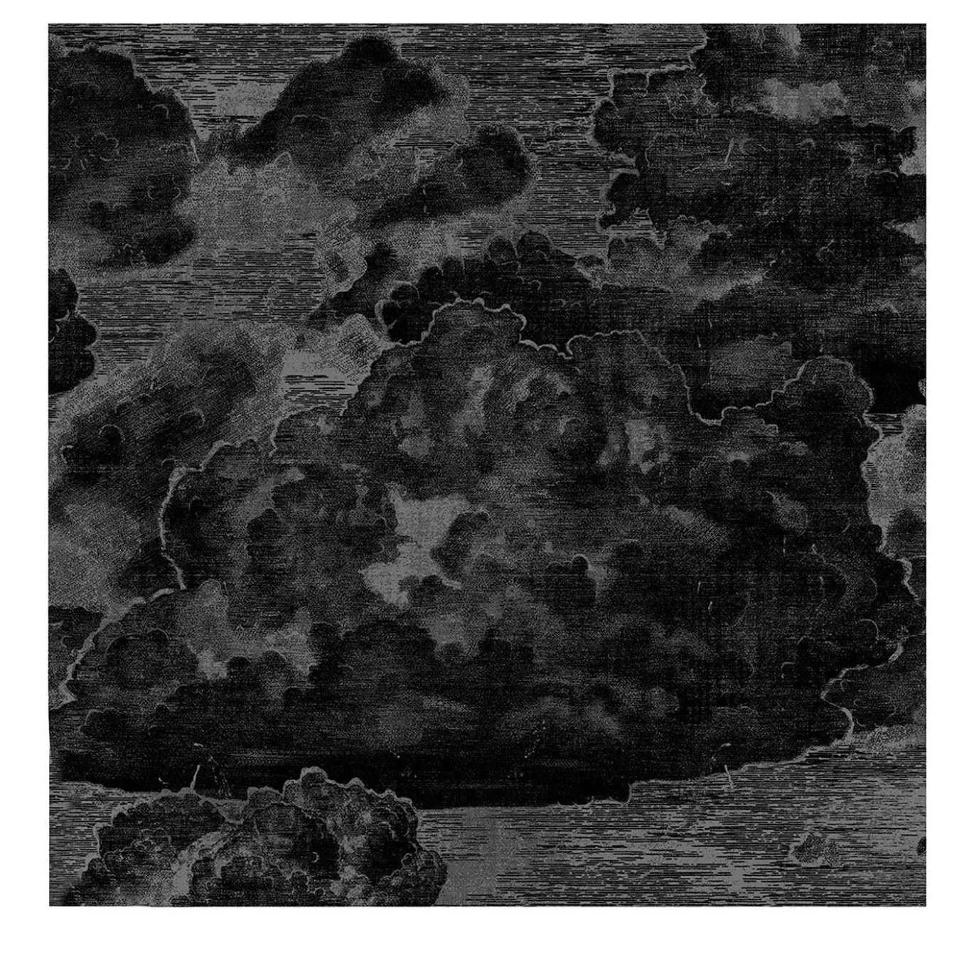 Carta da Parati Vintage Nera con Nuvole