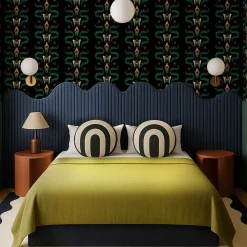 Carta da parati Zigzag Bugs Onyx di Fanny Garnichat