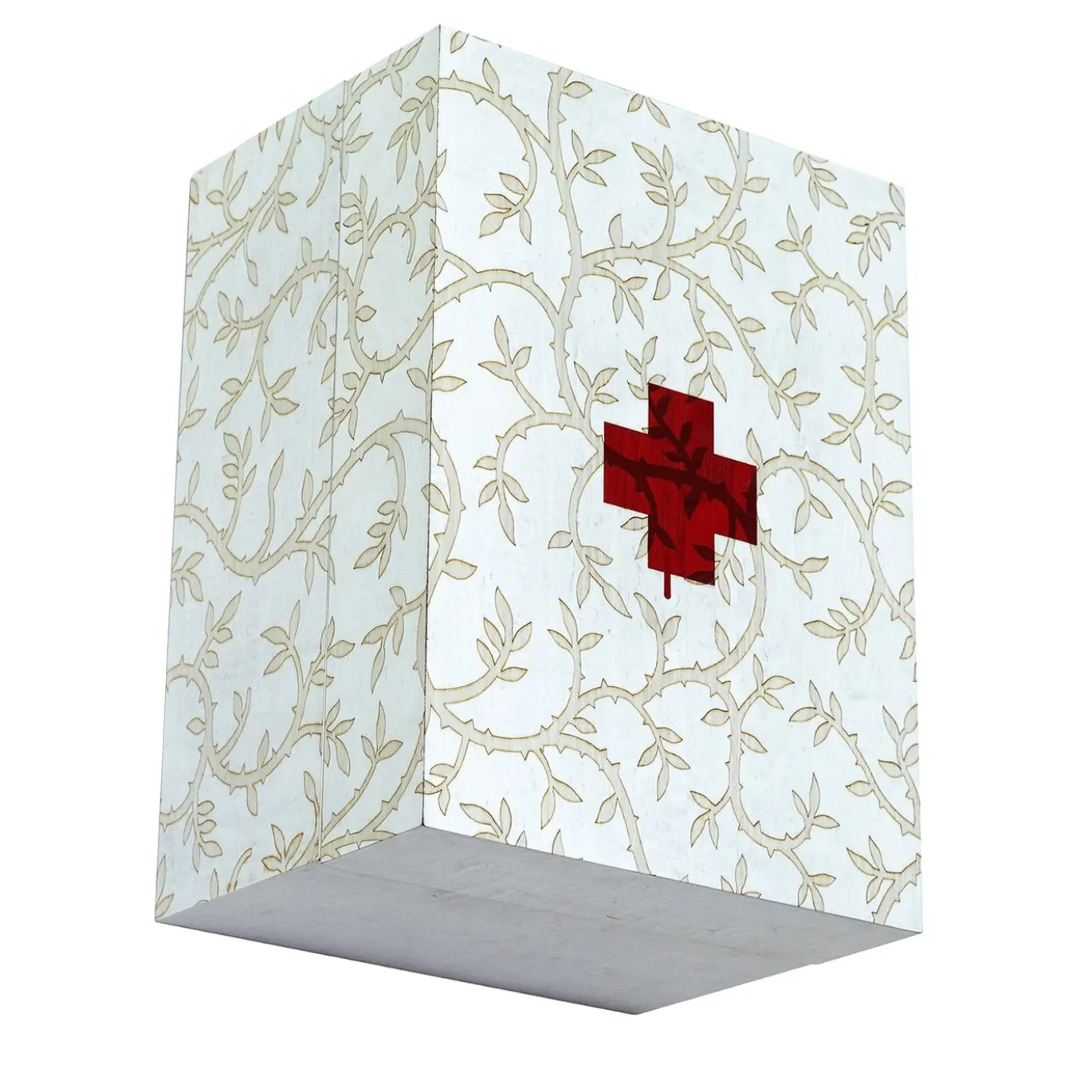 Cassetta di pronto soccorso beige e rossa
