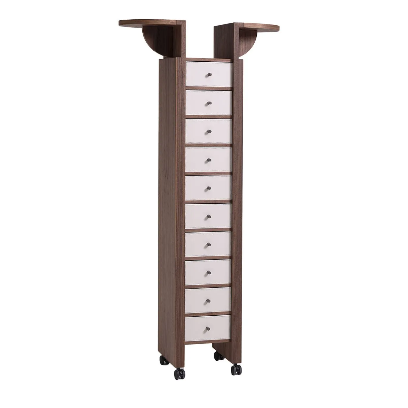 Cassettiera Cocker 10 in legno e pelle