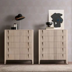 Cassettiera Domino a 5 cassetti in noce canaletto beige