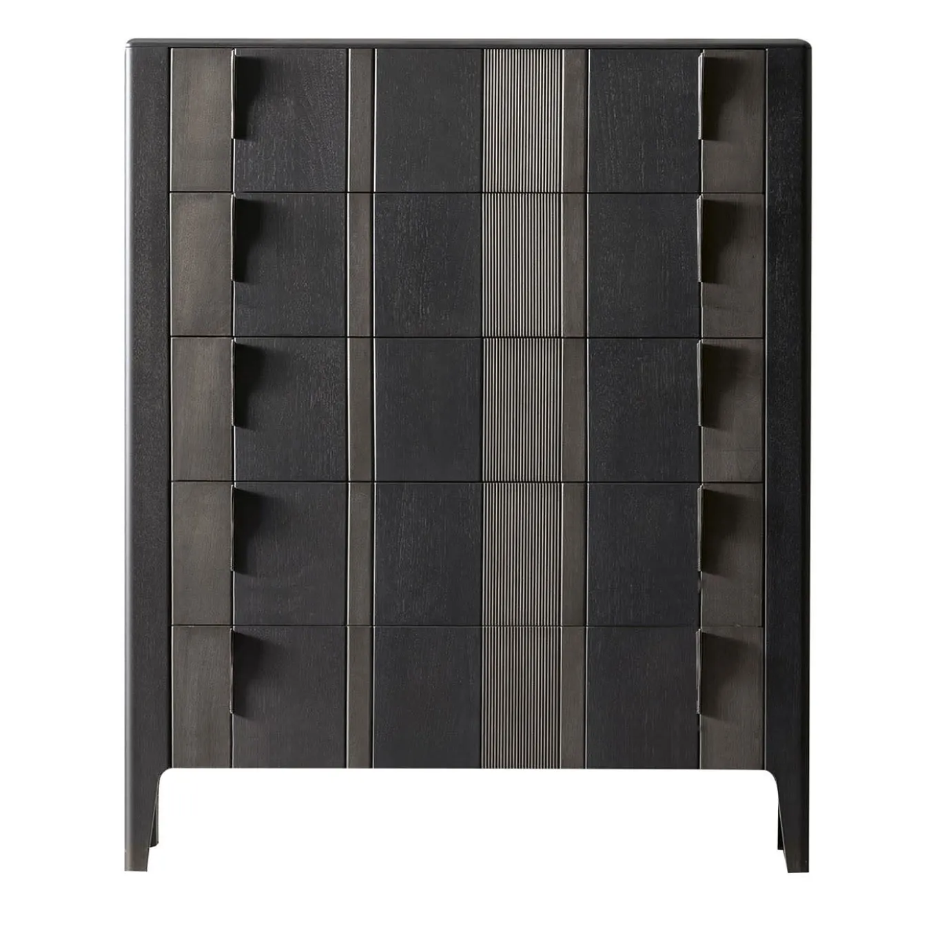 Cassettiera Domino a 5 cassetti in noce canaletto grigio bicolore