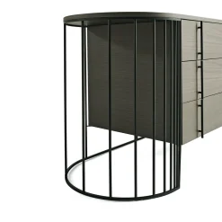 Cassettiera Doppler in Metallo Nero Opaco e Legno Grigio Fumé