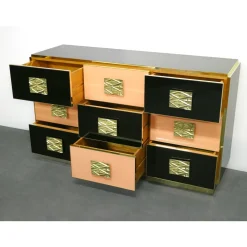 Cassettiera in ottone e legno