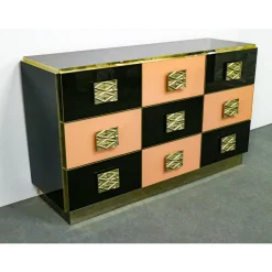 Cassettiera in ottone e legno