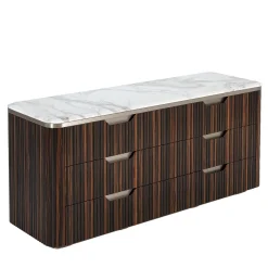 Cassettiera Luxor in Ebano Makassar con top in Marmo
