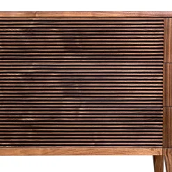 Cassettiera Riga Bassa in Noce con Dettagli in Legno Scuro