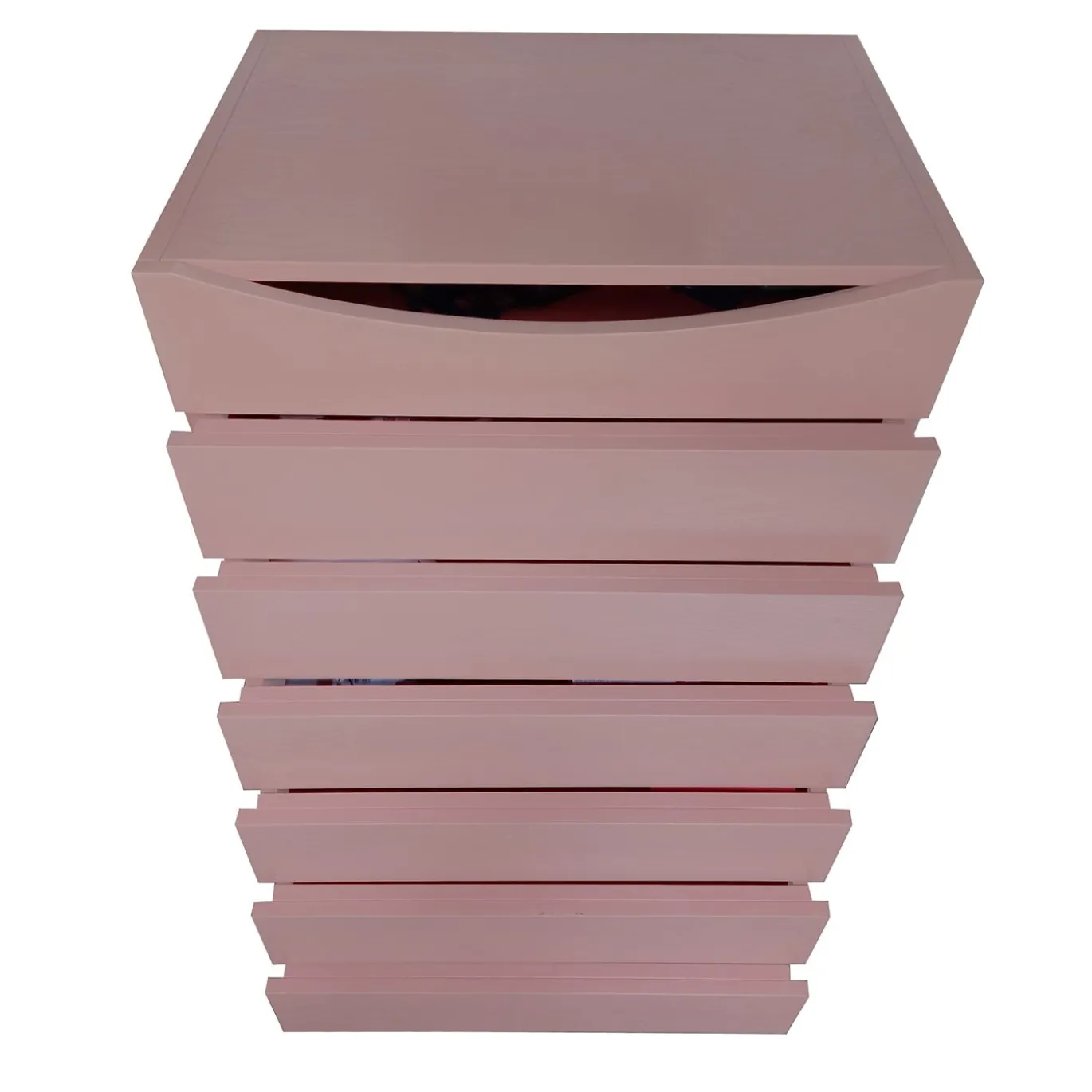 Cassettiera Settimino Rosa in legno di frassino verniciato