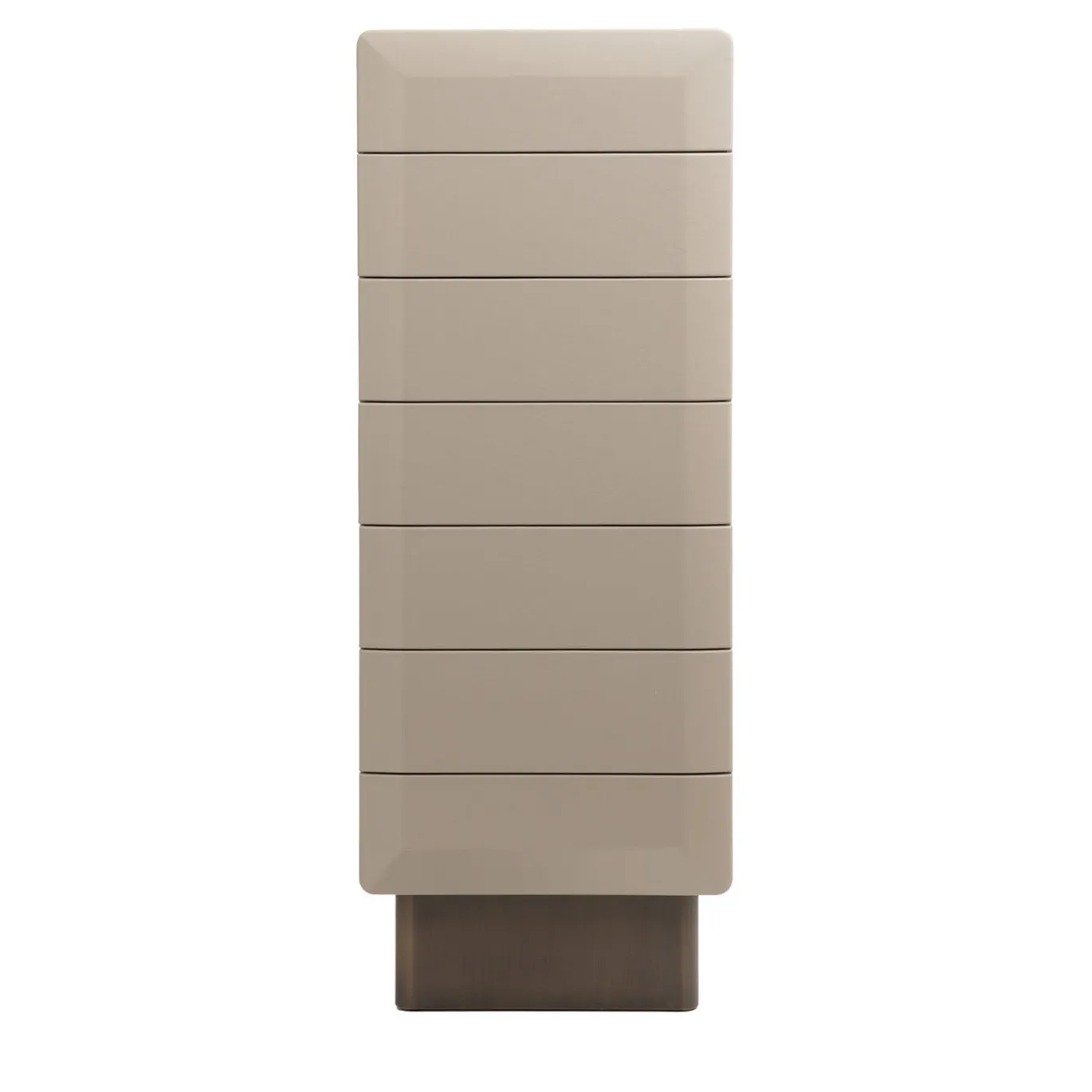 Cassettiera SIR 7 in legno di noce e pelle beige