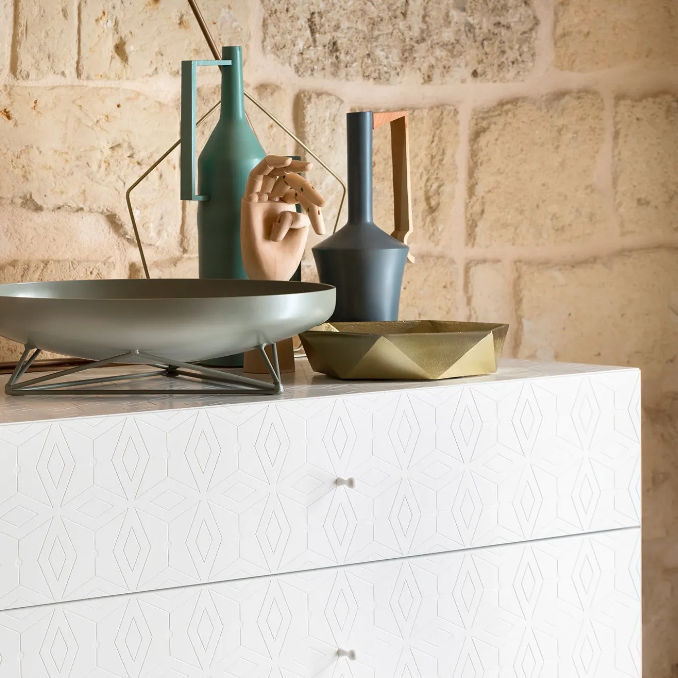 Cassettone bianco a 6 cassetti Tiles