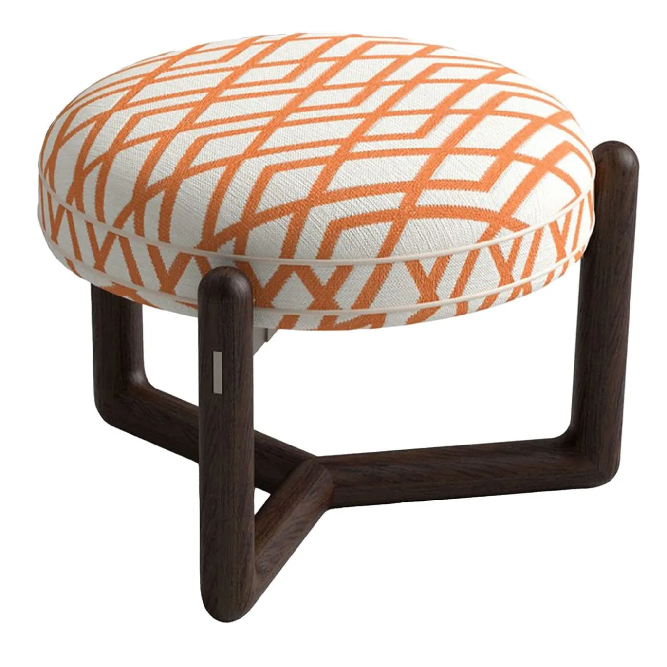 Cecil Pouf da esterno in legno di iroko bianco e arancione