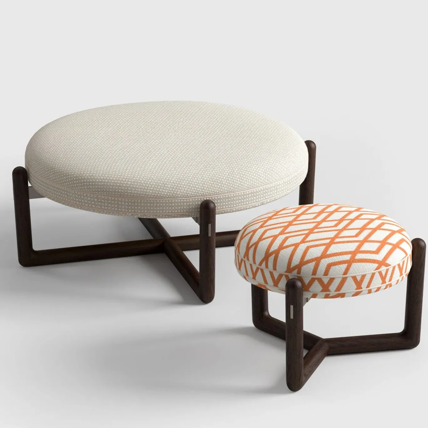 Cecil Pouf da esterno in legno di iroko bianco e arancione