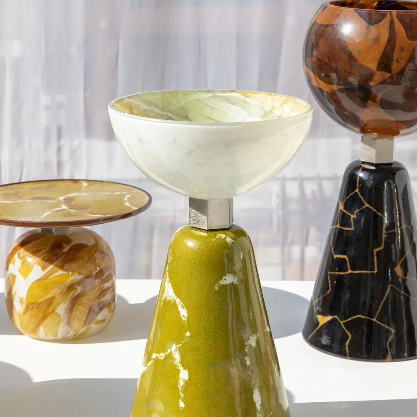 Centrotavola Alchimie in vetro di Murano Black Emperador