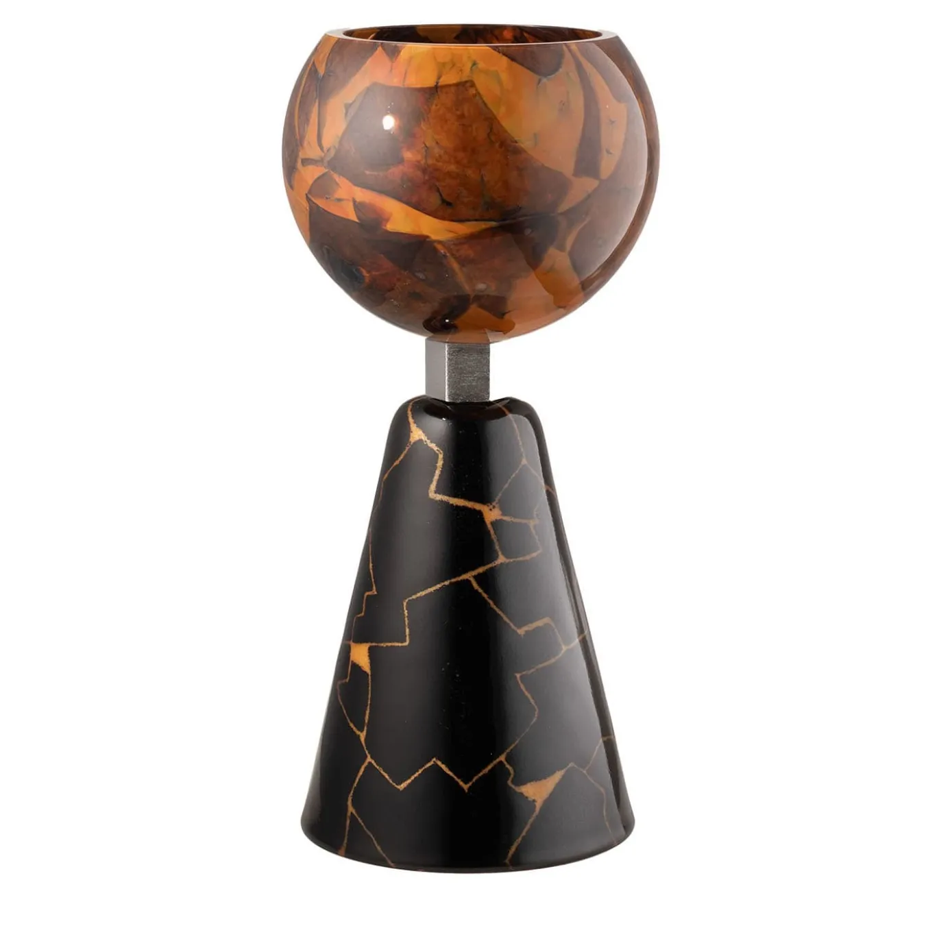 Centrotavola Alchimie in vetro di Murano Black Emperador