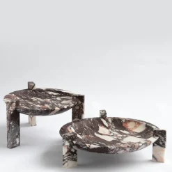 Centrotavola Alto in Marmo Calacatta Viola Block Stand