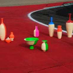 Centrotavola Asfalto Fluo in ceramica verde fluo e giallo zabaglione