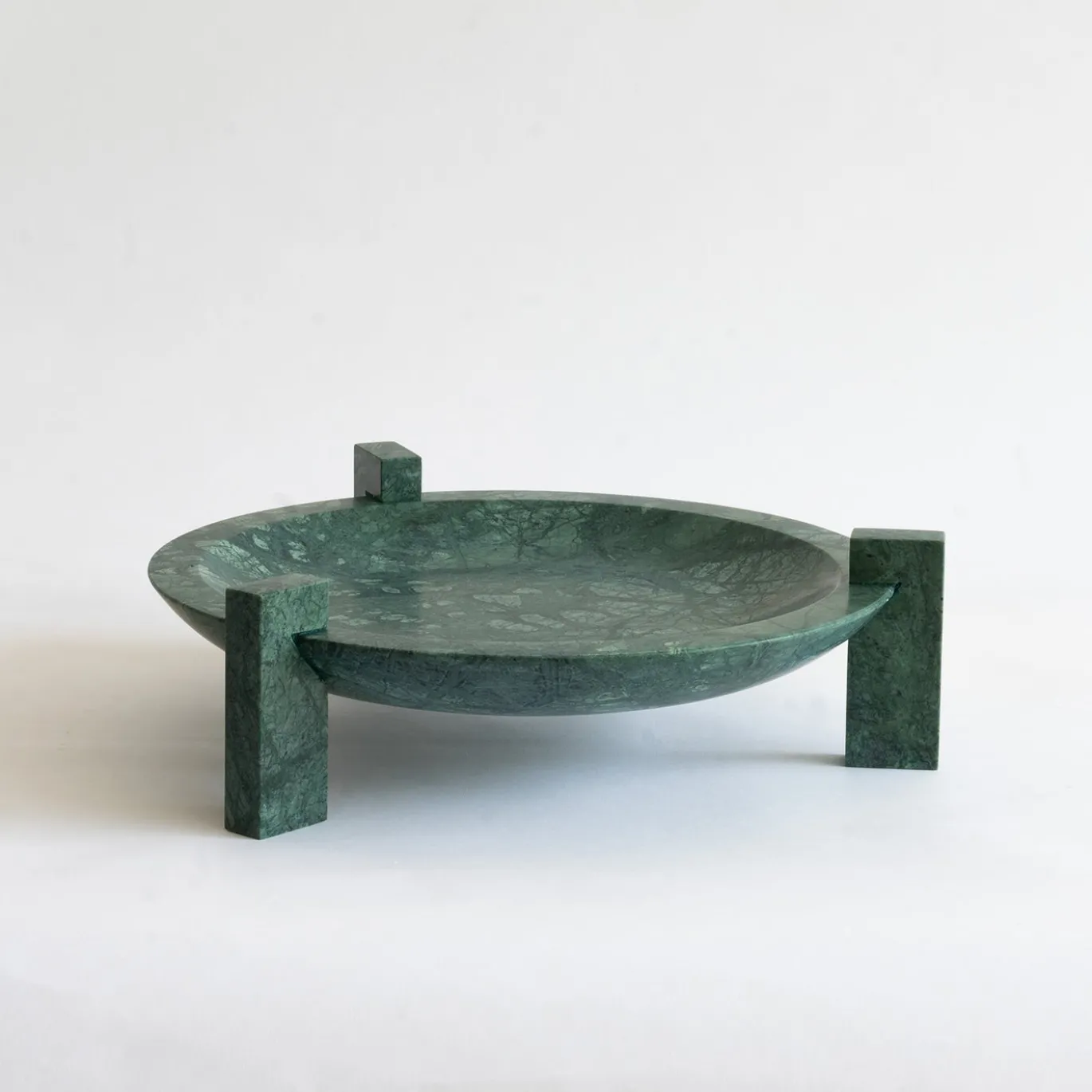 Centrotavola Block Stand Low in marmo verde