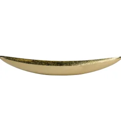 Centrotavola Canoa in ottone dorato e martellato