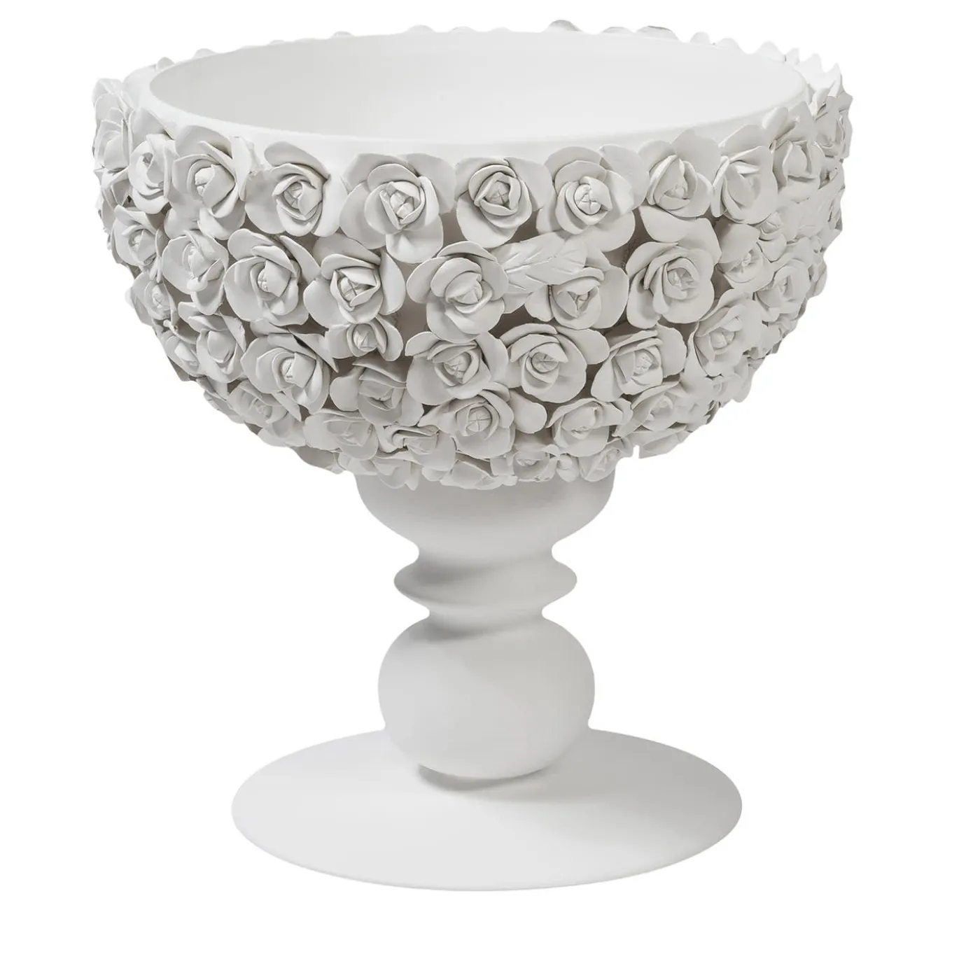 Centrotavola con piedini bianchi fioriti Coco Camelie