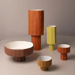 Centrotavola Coppa Ninfea Corteccia C10/Terracotta scura