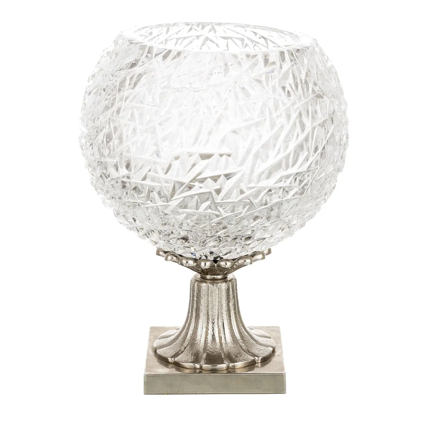Centrotavola Coppa Rotonda Reggia in Cristallo con Base in Bronzo