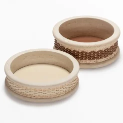 Centrotavola Courbet in pelle e rattan #3