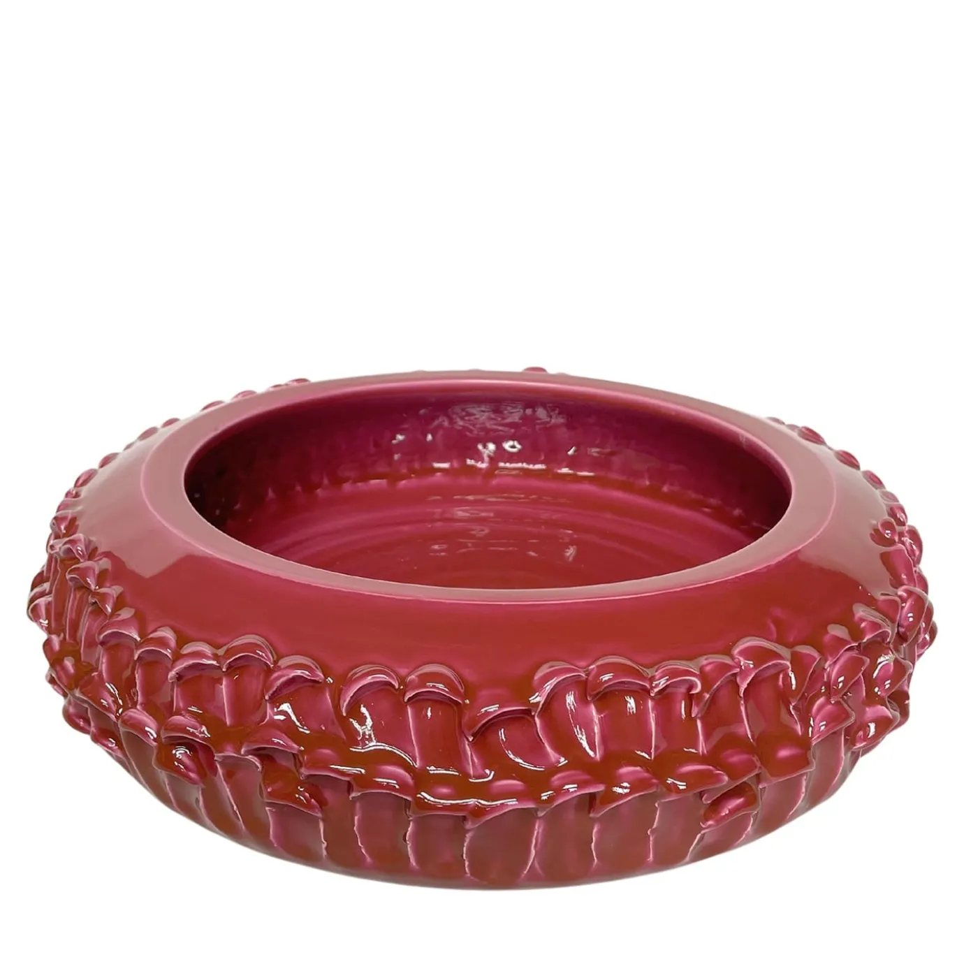 Centrotavola in Ceramica Onda Rosa Malva Scuro