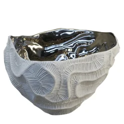 Centrotavola in Porcellana Bianca Perla Platino
