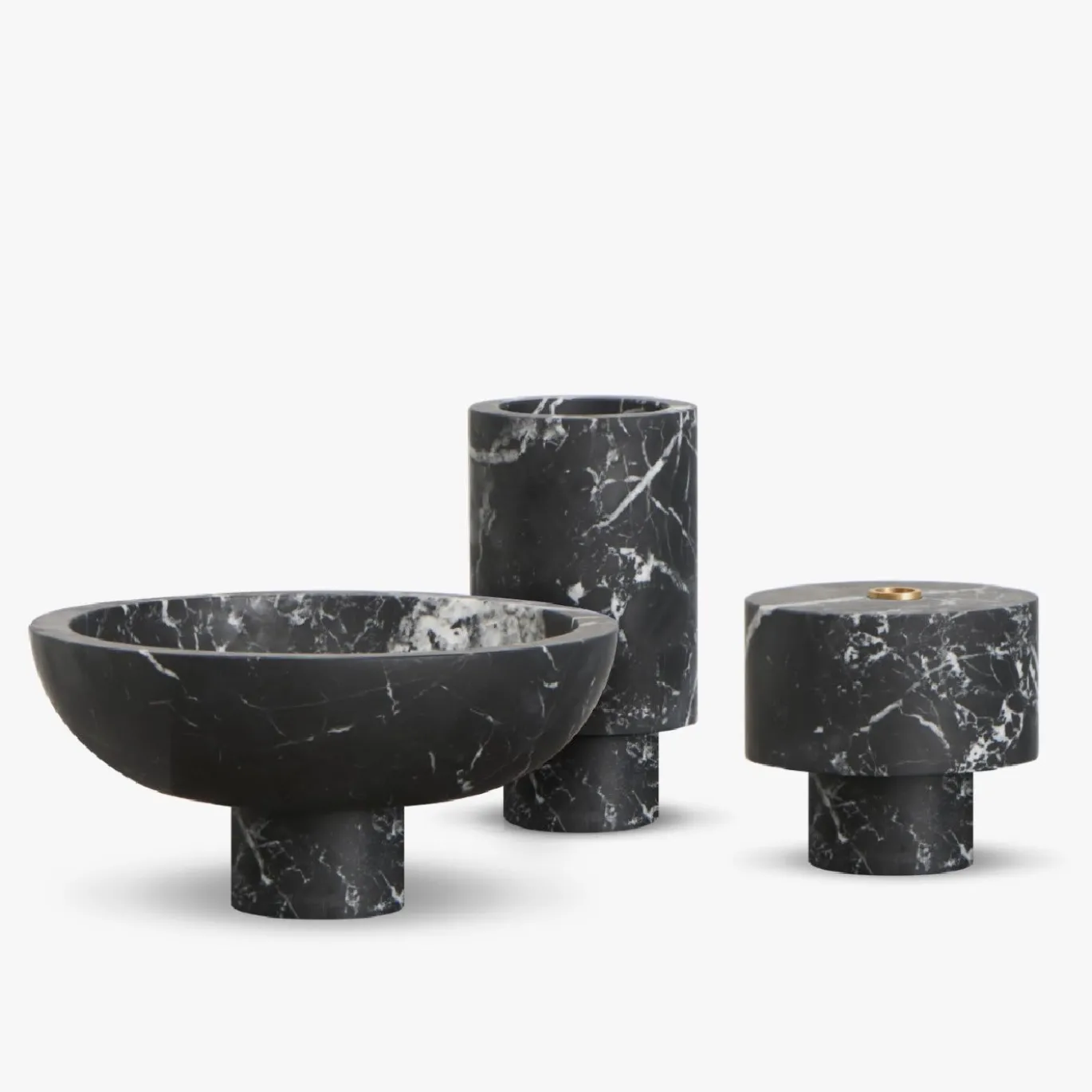Centrotavola Inside Out in marquina nera di Karen Chekerdjian