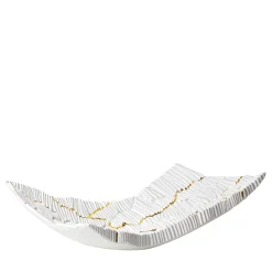 Centrotavola Levante in porcellana bianca con crepe oro