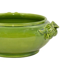 Centrotavola Limone in maiolica siciliana verde foglia