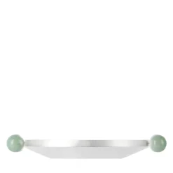 Centrotavola Piano 13 in ottone placcato argento con manici in pietra verde