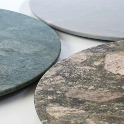 Centrotavola rotondo Convivio in marmo verde marino