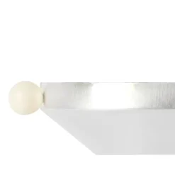 Centrotavola Triangular in ottone placcato argento con manici in pietra bianca
