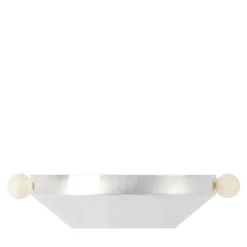 Centrotavola Triangular in ottone placcato argento con manici in pietra bianca