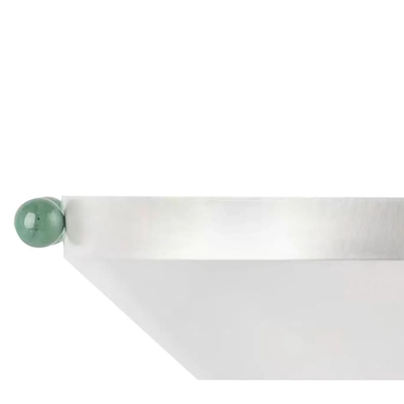 Centrotavola Triangular in ottone placcato argento con manici in pietra verde