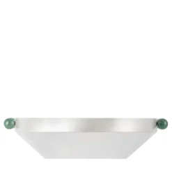 Centrotavola Triangular in ottone placcato argento con manici in pietra verde
