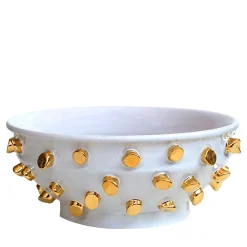 Centrotavola Tronchetti In Ceramica Dorata E Bianca