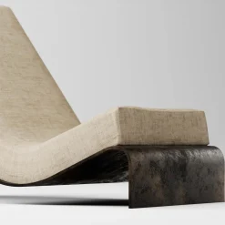 Chaise AR11-V2 in bronzo con cuscino in lino