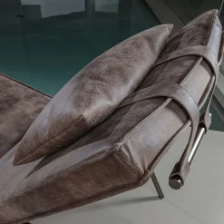 Chaise longue in pelle marrone vintage