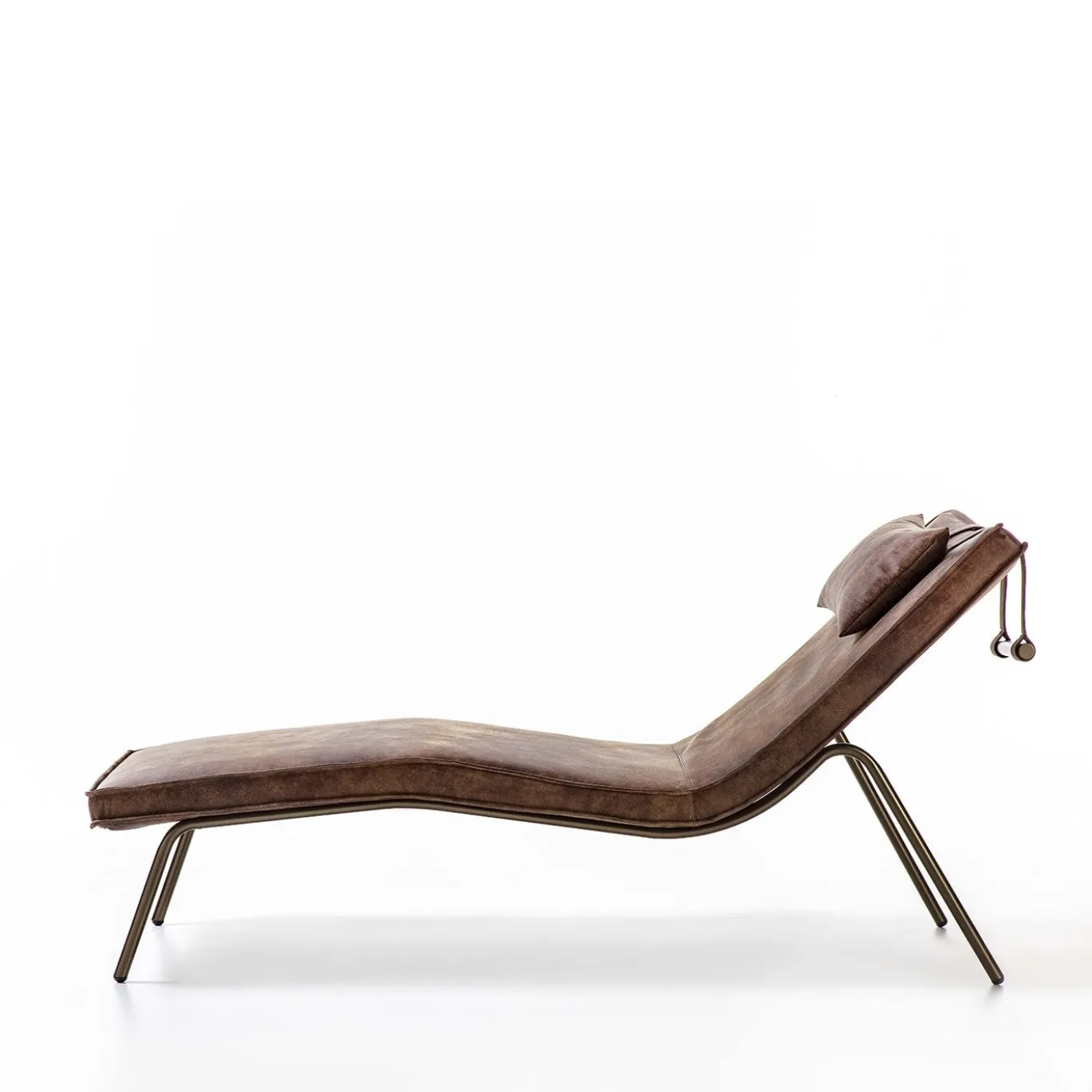 Chaise longue in pelle marrone vintage