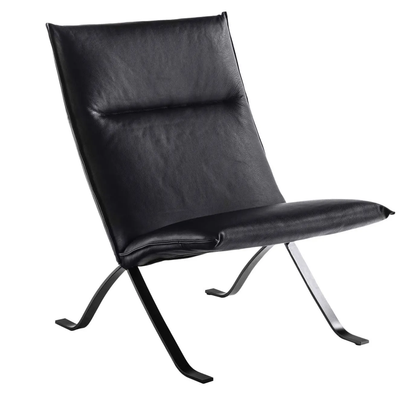 Chaise longue in pelle nera Mood
