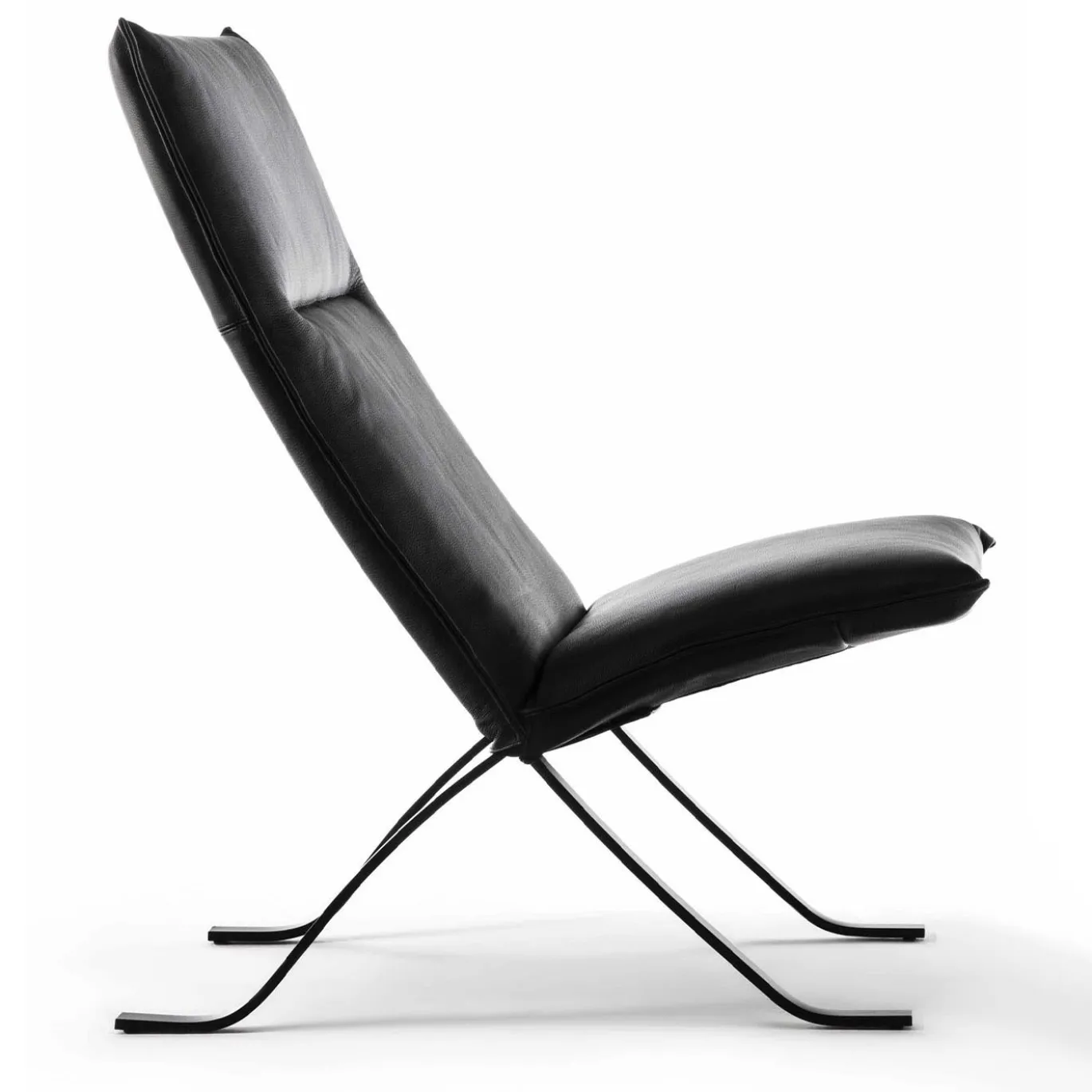 Chaise longue in pelle nera Mood