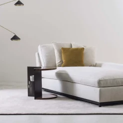Chaise longue in tessuto grigio Hugo