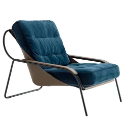 Chaise Longue Maggiolina Blu con scocca in Pelle di Marco Zanuso