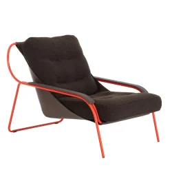 Chaise Longue Maggiolina Marrone con Struttura in Acciaio Arancione di Marco Zanuso