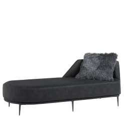 Chaise longue Pergy in tessuto nero imbottito
