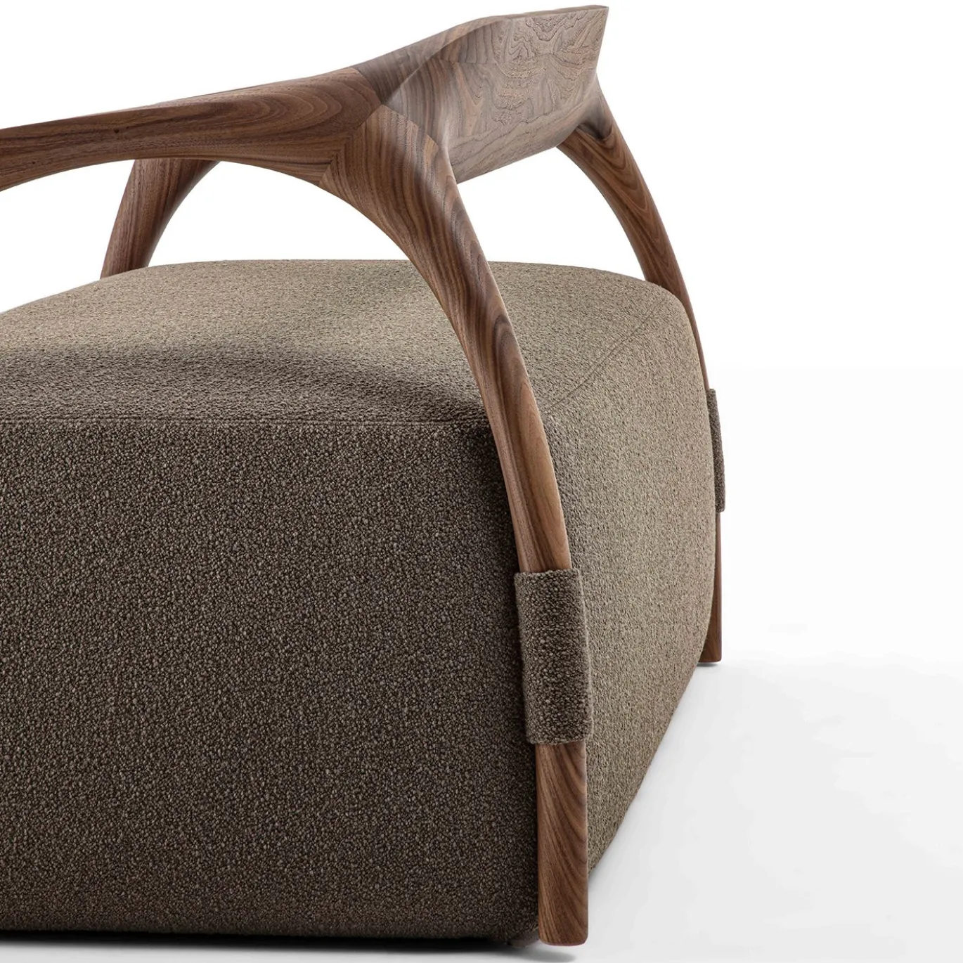 Chassis Divano con Struttura in Legno e Rivestimento in Tessuto Marrone