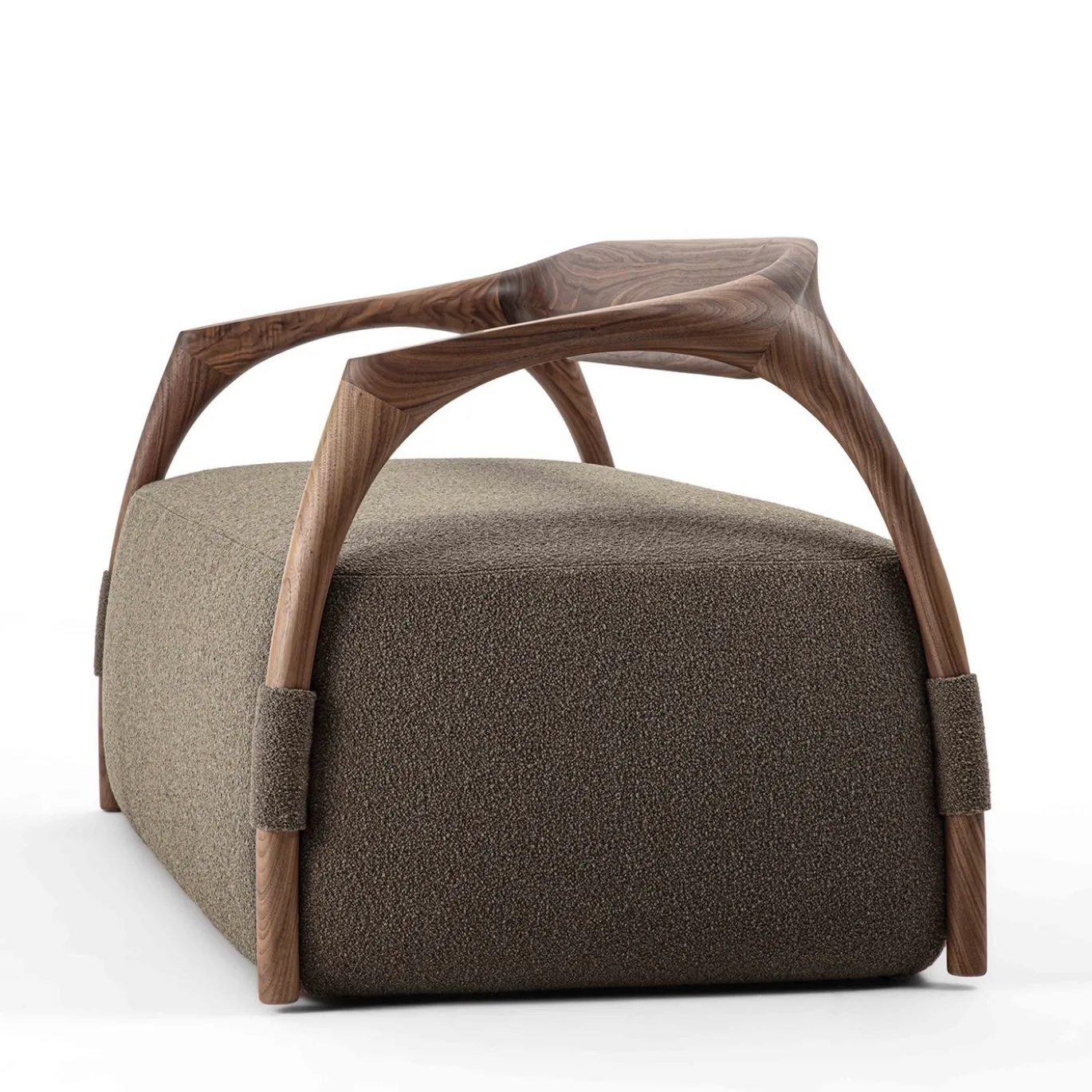 Chassis Divano con Struttura in Legno e Rivestimento in Tessuto Marrone