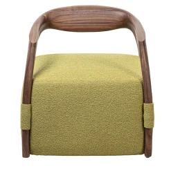 Chassis Poltrona con Struttura in Legno e Rivestimento in Tessuto Verde